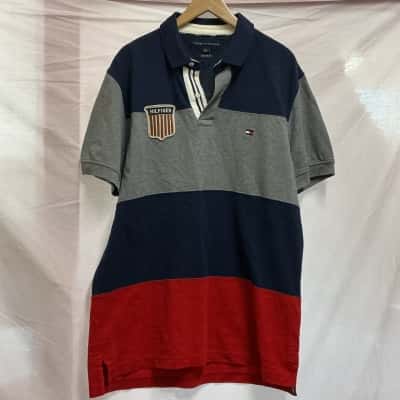 Tommy Hilfiger Mens  Size L Short Sleeve T-shirt Blue / Grey / Red 