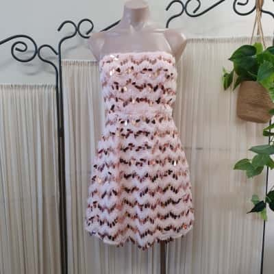 Angel Biba Women's Size 8 In Paris Embellished Sequin Mini Dress Blush - New With Tags 
