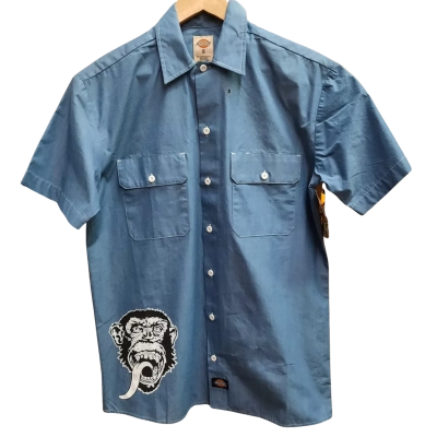 DICKIES Mens Short Sleeve Gas Garage Logo Monkey Shirt in Size S