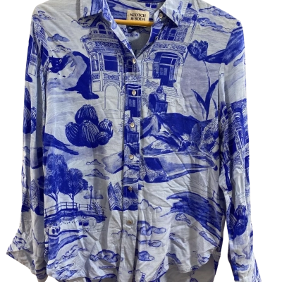 Scotch & Soda Womens  Size 34 Long Sleeve Top Blue 