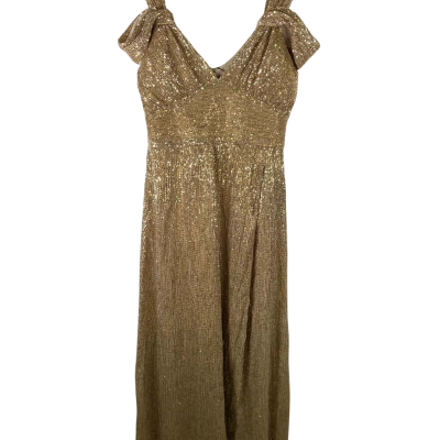 Langhem Long Gold Sequin Gown – Size 14 (NWT)