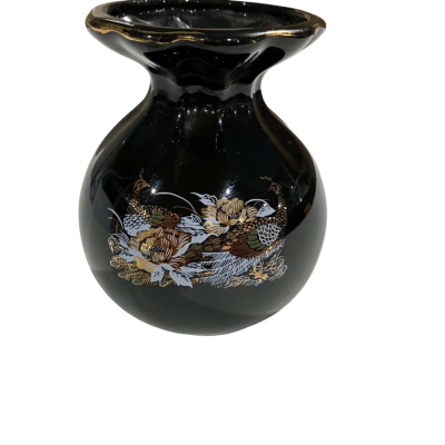  Black ceramic Vases with Pheasants 