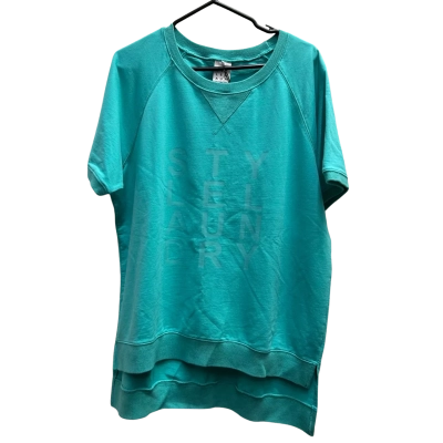  New With Tags STYLE LAUNDRY Women’s  Size L Short Sleeve Sweat/ Top Teal / Aqua  RRP: $119AUD