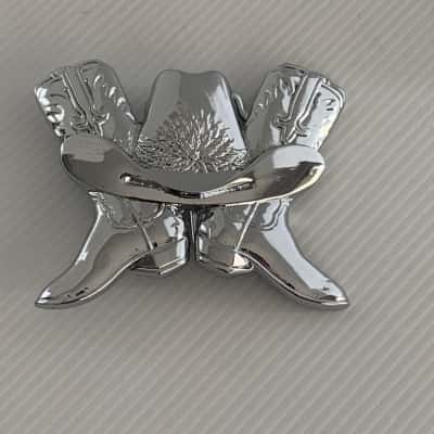 Western Cowboy Hat & Boots Belt Buckle - Heavy 3D Cast Metal