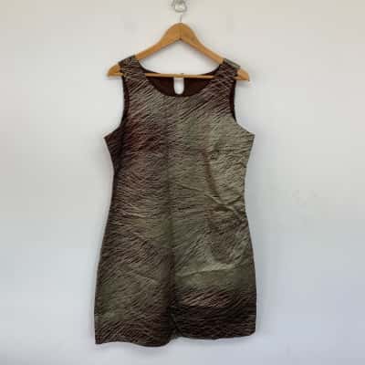 0810 Darwin Northern Territory Brown Silver Sleeveless Mini Dress  Size 16 