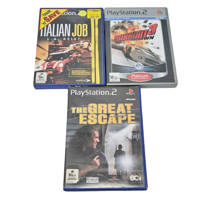 ON THE RUN BUNDLE! Burnout 3, The Italian Job L.A Heist & The Great Escape. Playstation 2 games.
