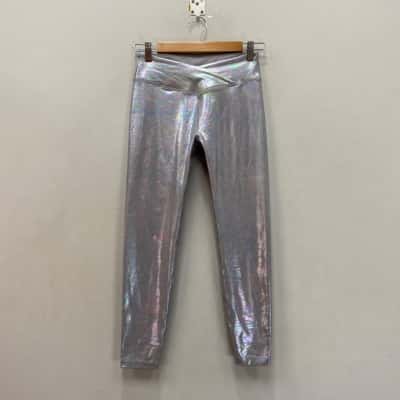 Lorna Jane Womens Active Leggings  Size M -Metallic Silvery