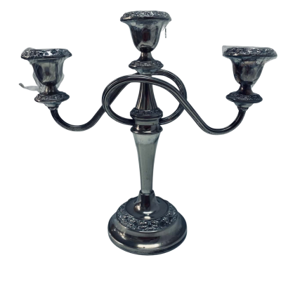 Vintage Lanthe Silver-Plated Three-Sconce Candelabra #VintageDecor #SilverPlated #Candelabra