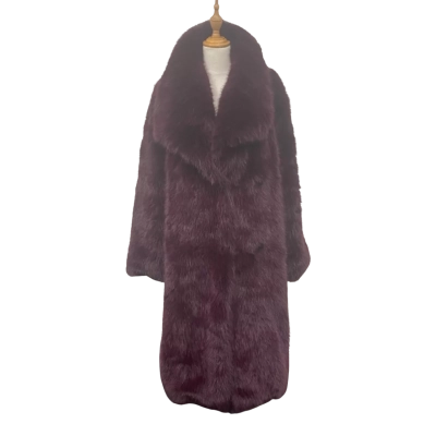 Decjuba CHARLEE Burgundy Faux Fur Coat - Womens Size 18 