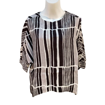 See Saw Womens Size 10 Linen Top Black / Grey 