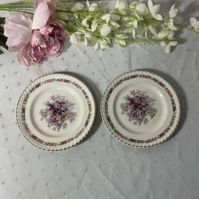 Vintage Old English Johnson Bros "Queen's Bouquet" 2 x Side Plates