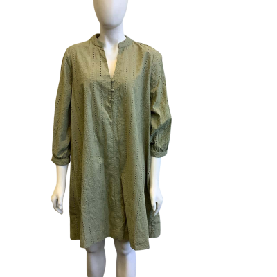 BNWT Adorne Women's Size 12 Zuri Cotton Broderie Dress Khaki 