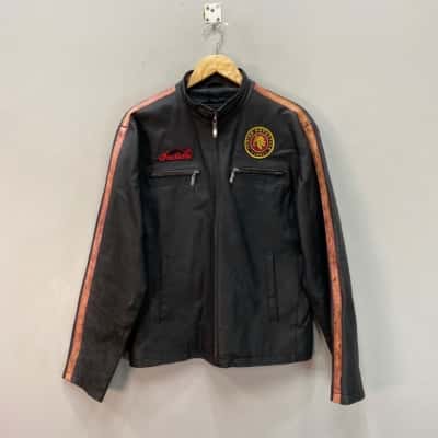 Lead Mod “Indian Motorcycle” Mens  Size L Leather Biker Black  