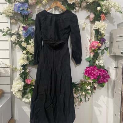 Bec & Bridge Size 6 cut midriff Maxi Dress,  Black linen, 