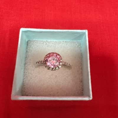  Women's 925 Silver Halo Ring 