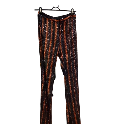 Zara Women's Size XS Ankle Length Sequinned Pants Black / Orange 