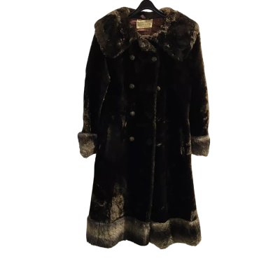  Vintage Womens  Size 12 (Approx) Winter Coat Brown Faux Fur Very NIce PLEASE READ DESCRIPTION