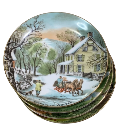 Currier & Ives Four Seasons Dec. Plates