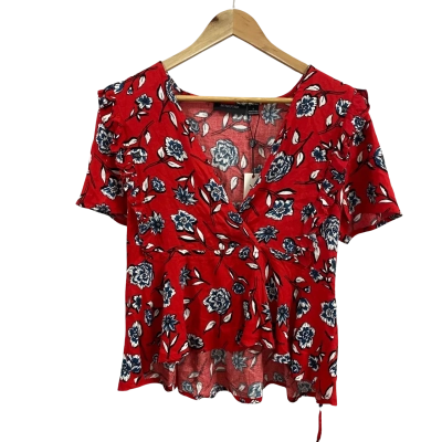 Minkpink Womens  Size S V-Neck Wrap Short Sleeve Top Multi