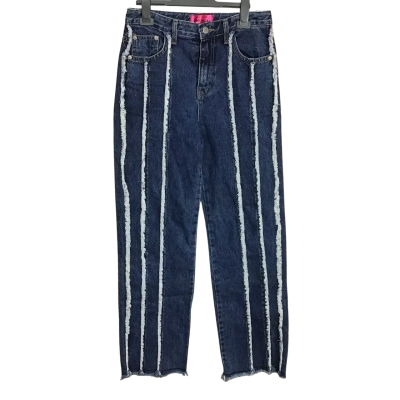 Nolulls Blue Denim Jeans with Raw Edge Stripe Detail