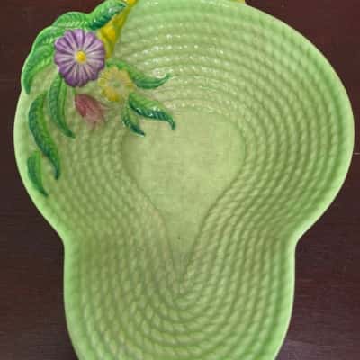 Vintage Carltonware Green Springtime Basket weave Bowl