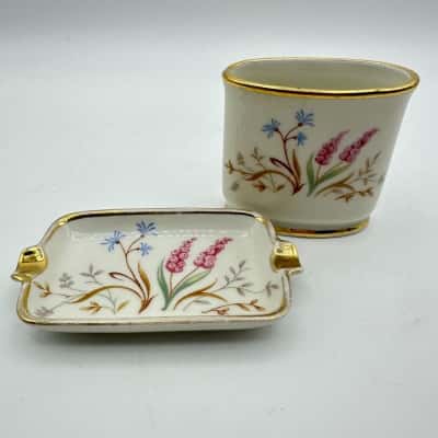 Vintage Eschenbach Bavaria Porcelain Tray & Matchstick Holder