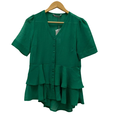 Katies Women's Size 8 Short Sleeve Frilled Top Green BNWT
