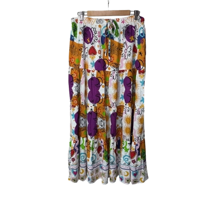 You + All Womens Size 18 White / Multicoloured Pattern Tiered Midi Skirt