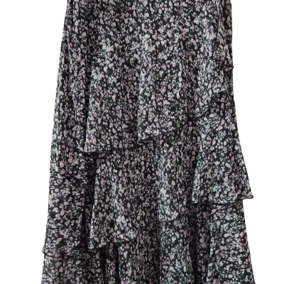 Decjuba Womens  Size L Black Purple Floral Skirt