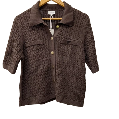 Seed Heritage Crepe Knit Cable Cardigan in Brown