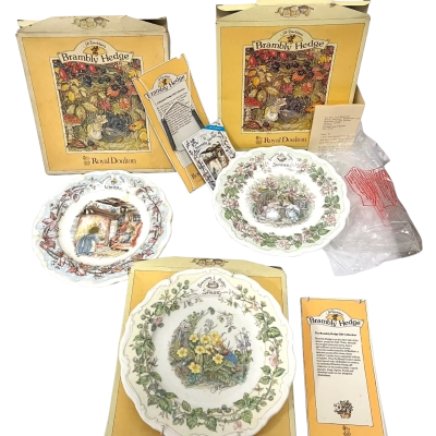 Royal Doulton Brambly Hedge Seasonal Plates x3 – Spring Summer Winter – Boxed