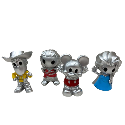 Disney 100 Ooshie Vinyl Edition. Metalic look figures - Mickey, Moana, Woody and Elsa