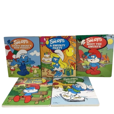 The Smurfs Hard Cover Books x 5 as pictured