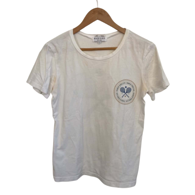 Madison The Label Womens  Size M Short Sleeve Top Navy Blue / White 