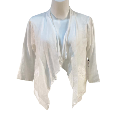 See Saw Womens Size 8 Linen Open Cardigan White 