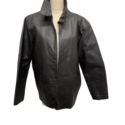 Vintage Southcape Women’s Size 12 / 14 Leather Winter Jacket / Coat Black  