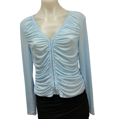 Witchery Womens  Size M V-Neck Hook and Bar Top Glacier Blue 