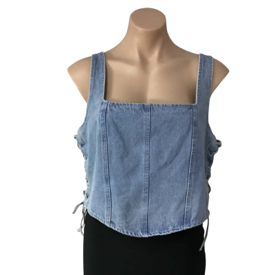Peppermayo Womens Size 16 Subdued Blue Giddy Up Denim Bustier Top (new)