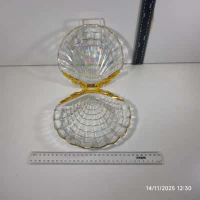 Pair of Clam Shell Platter Servers Iridescent 