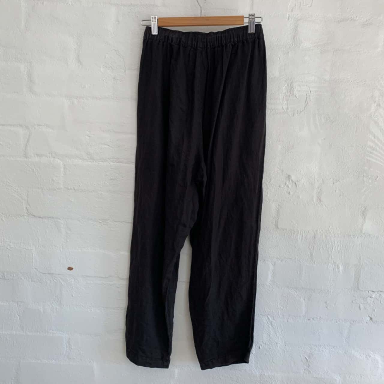 Assembly Label Size 8 Black Linen Straight Leg Pants (s)