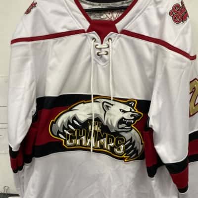 The champs away Mens  Size L Jersey Black  / Red / White 