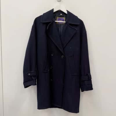 Vintage Basic Line Original Sportswear Navy Double Breasted Coat - Size M 