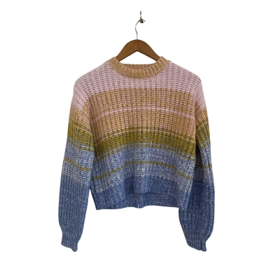 IRIS Womens  Size S Cropped Cardigan Blue / Pink  / White / Yellow 