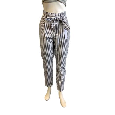 BNWT Vero Moda Women's Size L Loose Paper Bag Pant Navy & White  