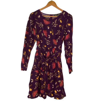 Princess Highway Womens  Size 6 Long Sleeve Dress Floral / Purple 