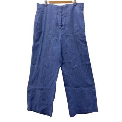 *NEW* Country Road Women's Linen Yard Dyed Pant Size 16 - Blue Pin Stripe (RRP A$199)