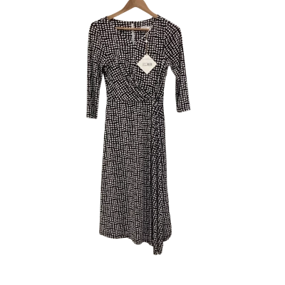 Anthea Crawford Womens  Size 8 Wrap Dress Black  / White BNWT RRP$369
