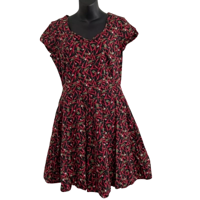 Dangerfield Womens  Size 10 Short Sleeve Dress  Black  / Red 