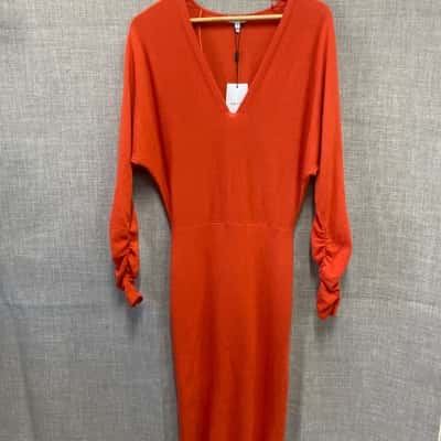 Reiss Womens Size M Orange Wool Blend Dress