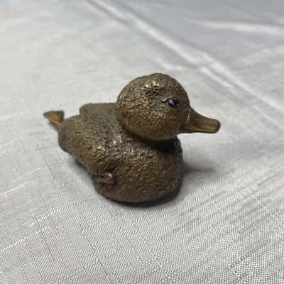 Vintage Beverly Olson Signed Miniature Bronze Duckling Sculpture